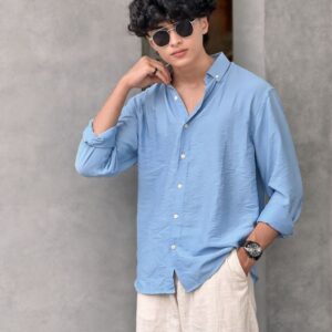 Home men’s sky blue casual shirt – relaxed fit lightweight summer wear
